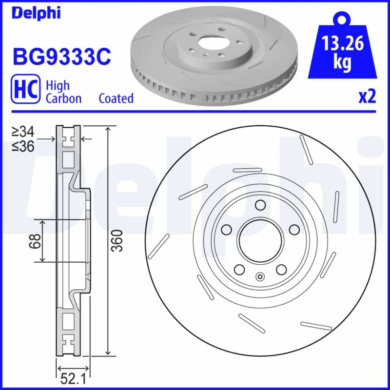 Brzdový kotouč DELPHI BG9333C