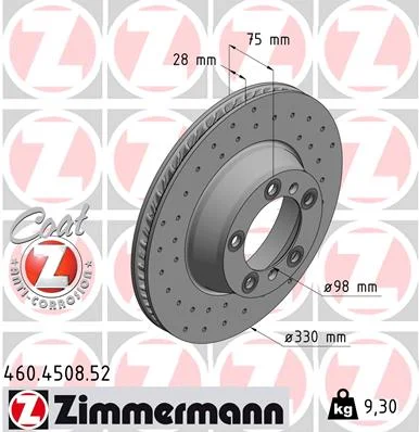 Kotouč brzdový ZIMMERMANN 460.4508.52 – OE 971615601F