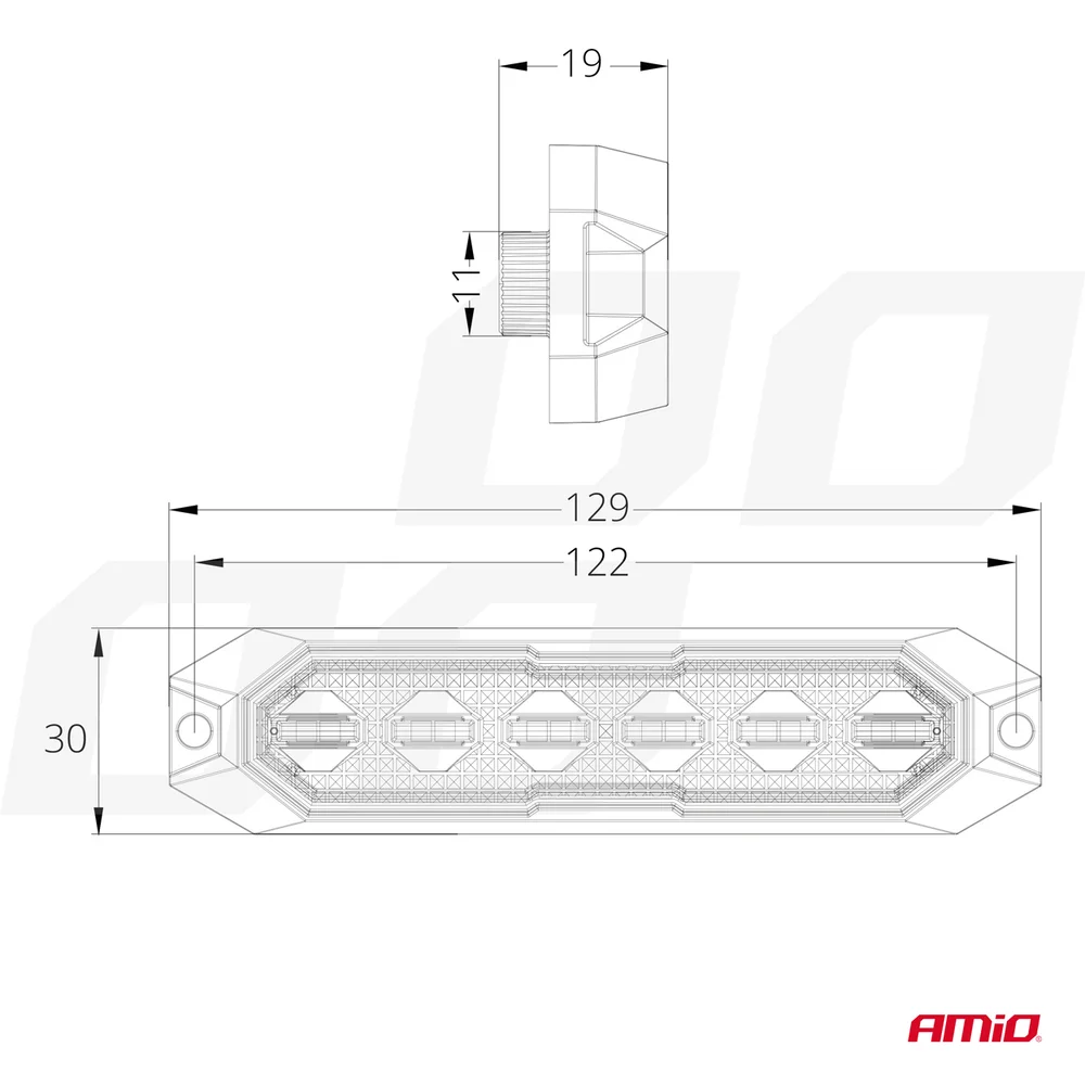 Výstražné osvětlení oranžové 6x3W LED R65 R10 12/24V IP6K9K AMIO-03930 - Obrázek 5