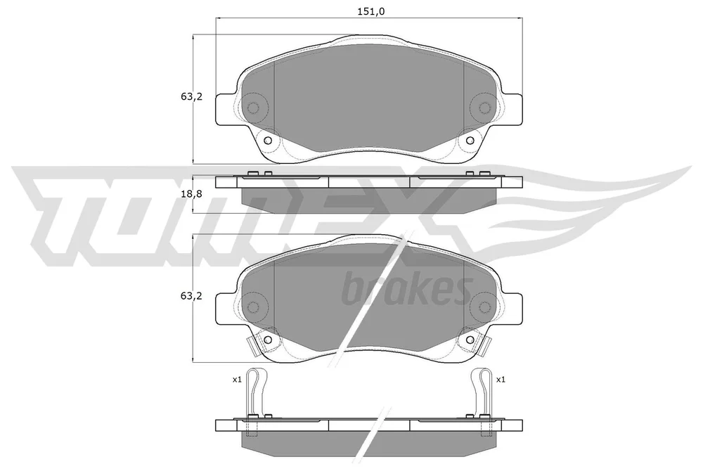 Sada brzdových destiček, kotoučová brzda Tomex Brakes TX13-61