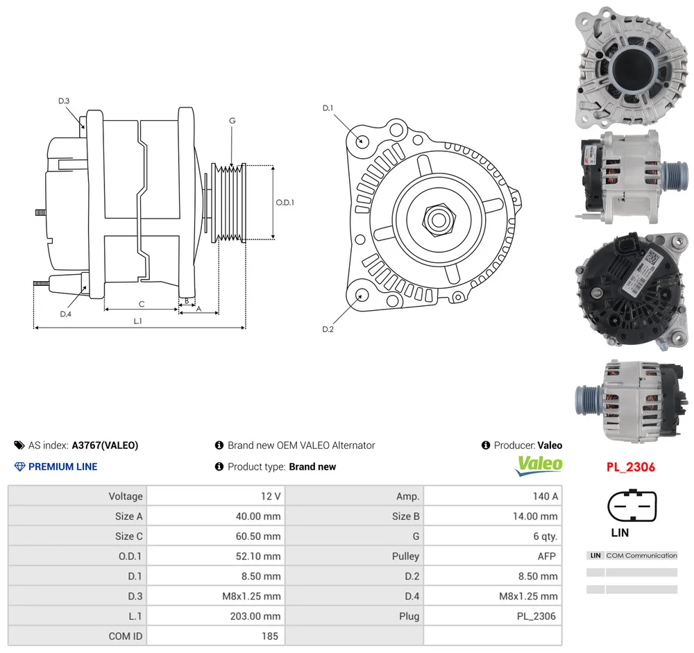 generátor AS-PL A3767 – OE 05L903028F generátor AS-PL A3767 – OE 05L903028F
