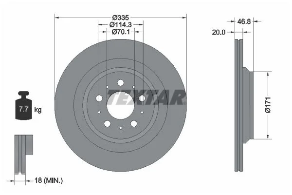 Brzdový kotouč TEXTAR 92343303 – OE 104463100D