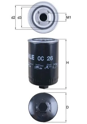 Olejový filtr MAHLE OC26 Olejový filtr MAHLE OC26