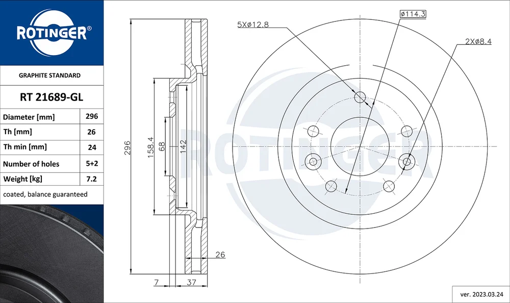 Brzdový kotouč ROTINGER RT21689-GL