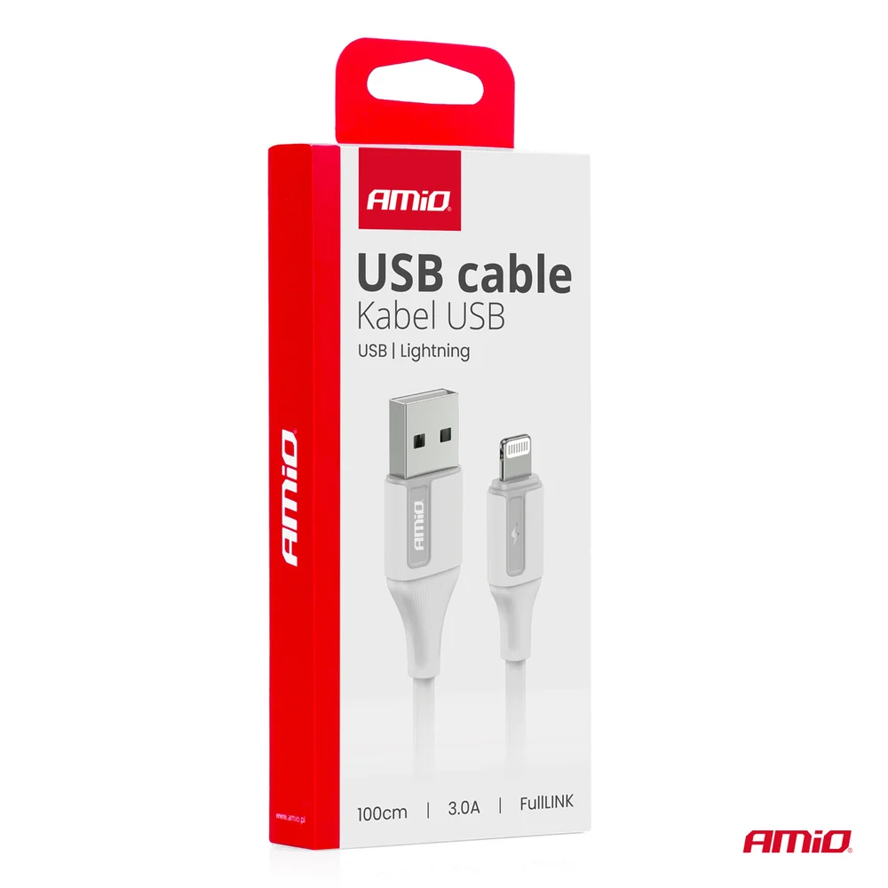 Kabel USB na Lightning 3A 100cm FullLINK AMIO-03919 - Obrázek 3