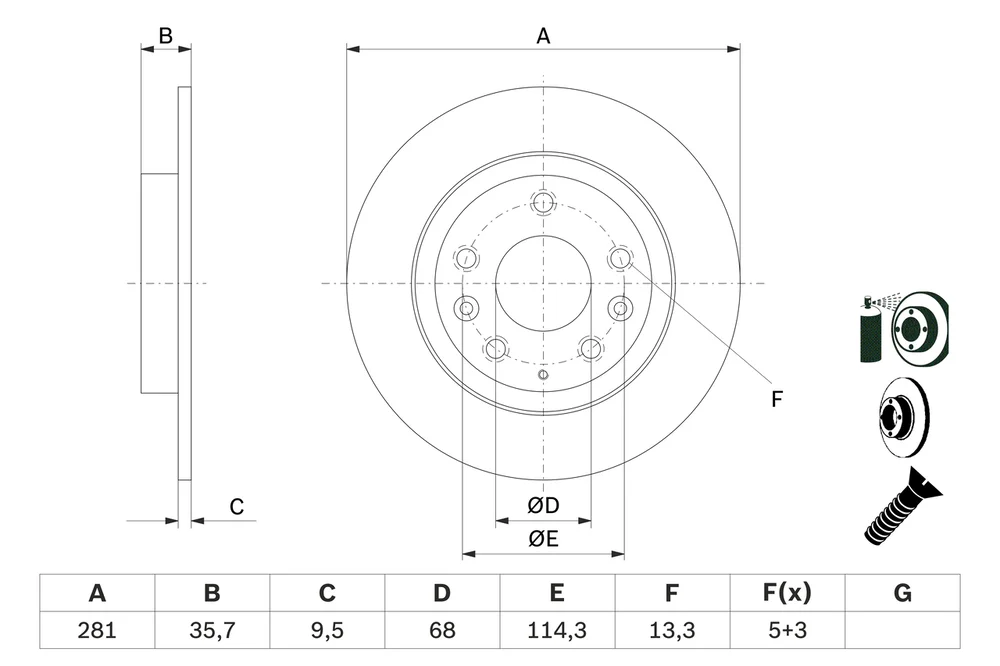 Brzdový kotouč BOSCH 0986479E55 – OE D10E-26-251