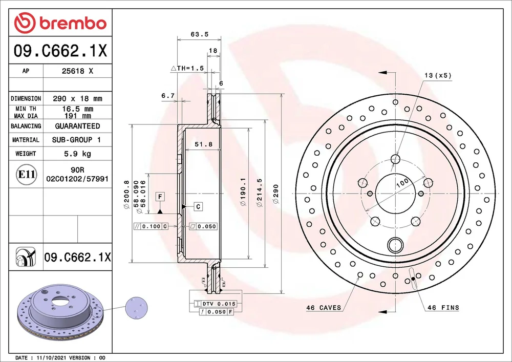 Brzdový kotouč BREMBO 09.C662.1X