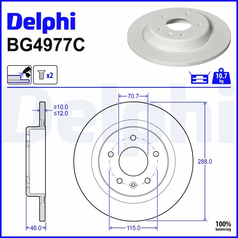 Brzdový kotouč DELPHI BG4977C